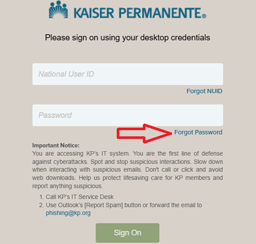 kphrconnect forgot password